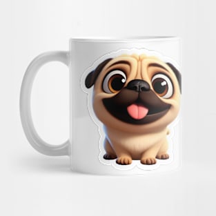 Pug puppy smiling face cartoon. Mug